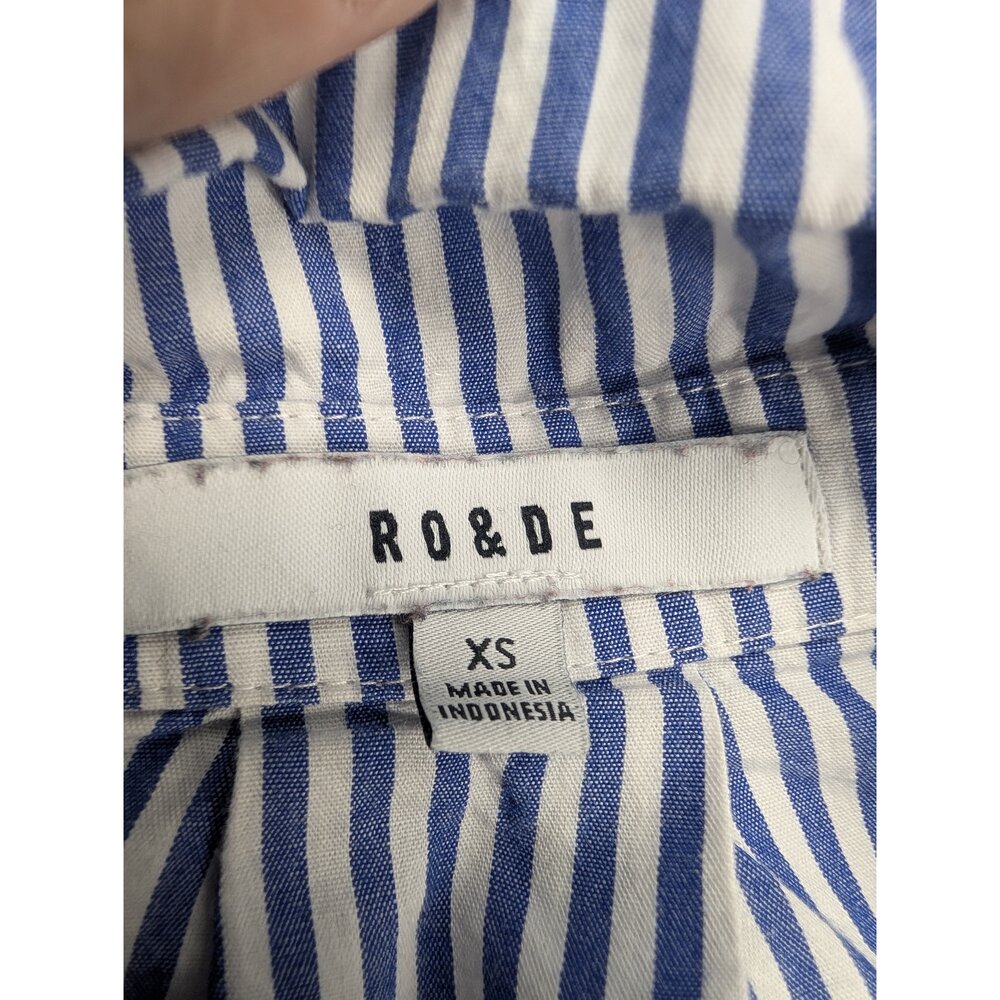 RO&DE Striped Ruffle Sleeve Button-Up Blouse XS - Picture 4 of 10